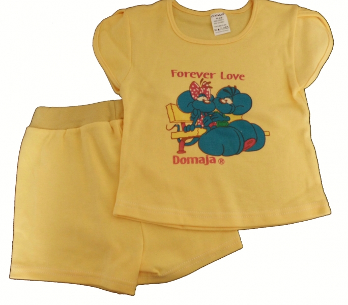 Komplet dětský letní - tričko a kraťasy MYŠKY žlutý 