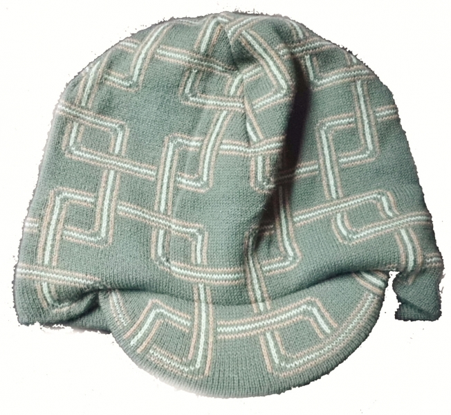 Čepice dětská zimní pletenina - VZOR ČÁRY tmavě zelená 