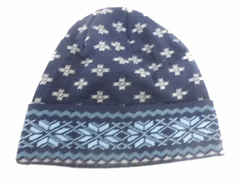 Čepice dětská zimní pletená - VLOČKY tmavě modrá 