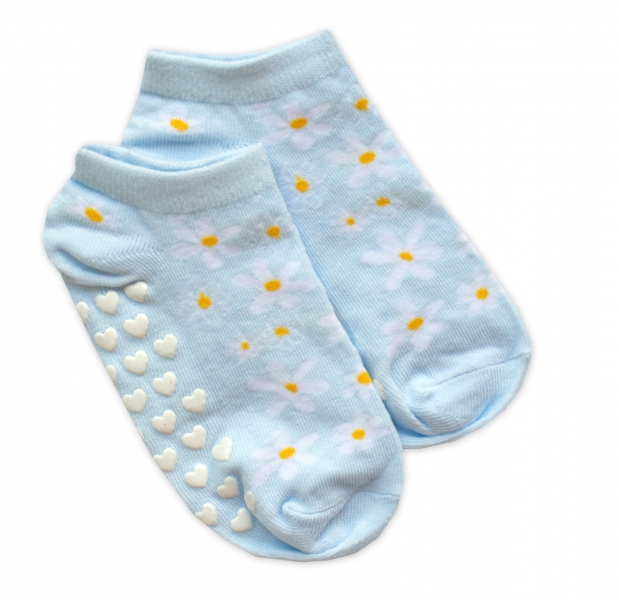 Dětské ponožky s ABS Květinky - sv. modré Velikost koj. oblečení