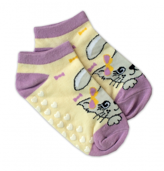 Dětské ponožky s ABS Kočka - žluté Velikost koj. oblečení 19-22