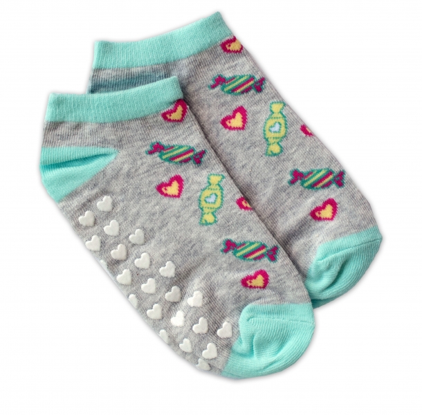 Dětské ponožky s ABS Bonbóny - šedé Velikost koj. oblečení 23-26