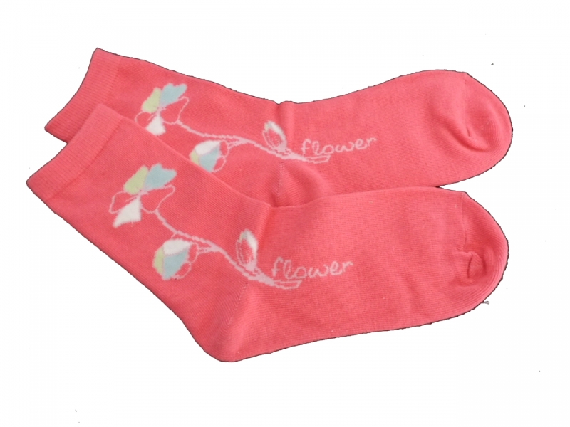 Ponožky dětské bavlna - KVĚTINA růžové 