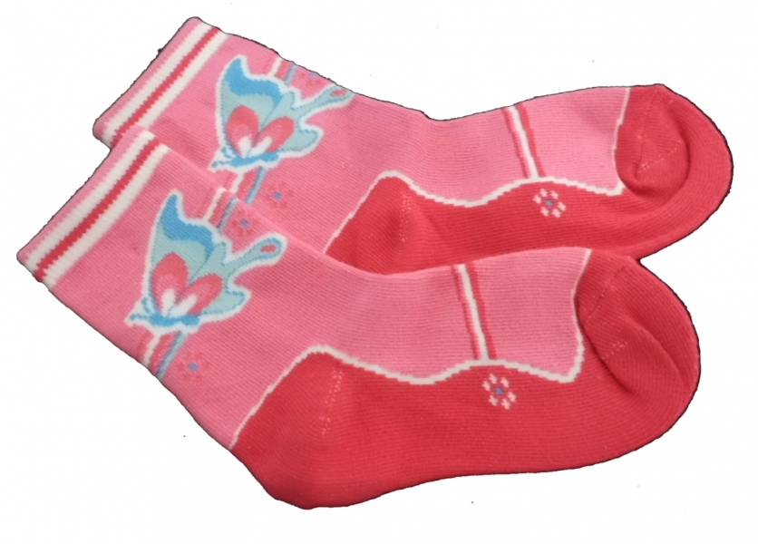 Ponožky dětské bavlna - MOTÝL růžové 