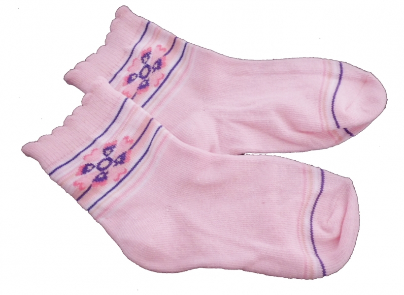 Ponožky dětské bavlna - KYTIČKA světle růžové