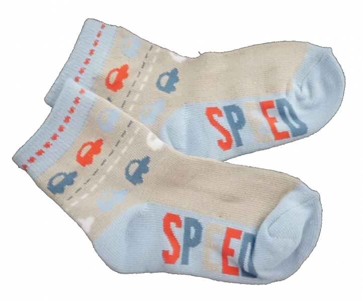 Ponožky dětské bavlna - AUTÍČKA modro-béžové      