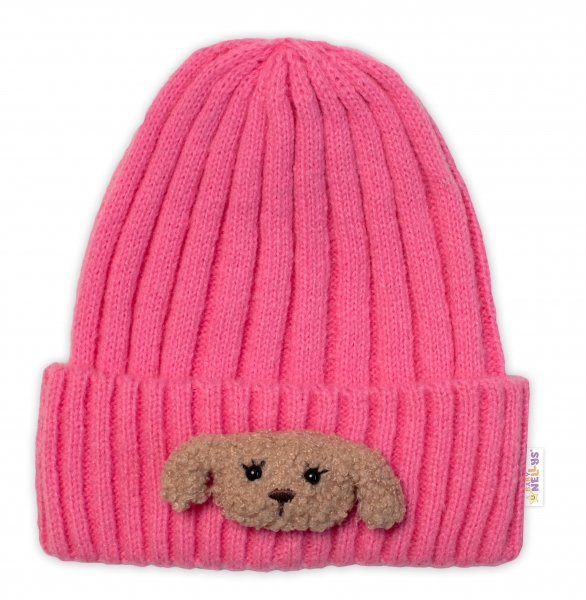 Dětská zimní čepice Bear, Baby Nellys - růžová, vel. 48-54 cm Ve