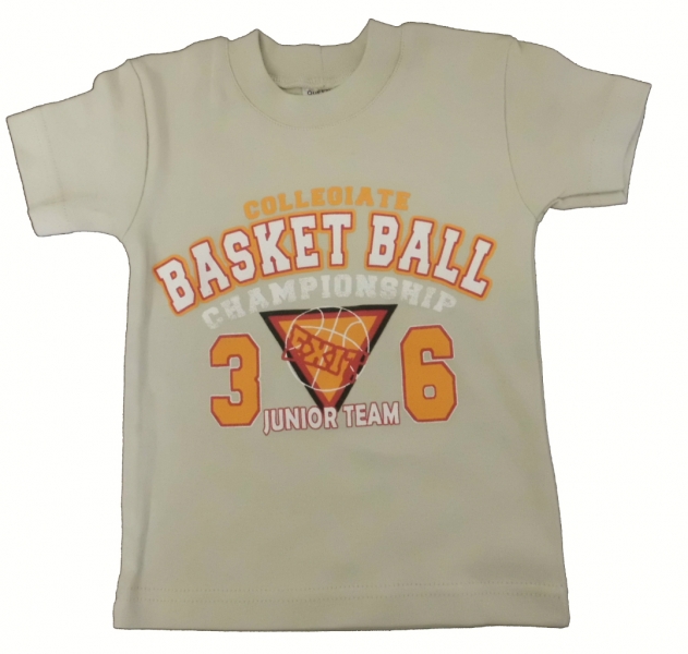 Tričko dětské krátký rukáv - BASLETBALL béžové 