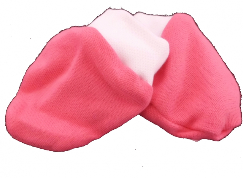 Rukavice kojenecké bavlna - BÍLÝ LEM růžové 