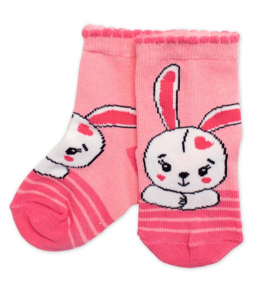 Dětské bavlněné ponožky Králiček - růžové Velikost koj. oblečení