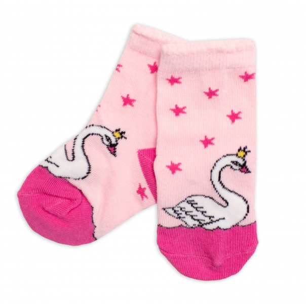 Dětské bavlněné ponožky Labuť - růžové Velikost koj. oblečení 19