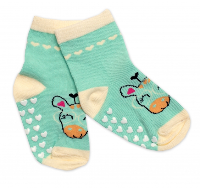 Dětské ponožky s ABS Žirafa - mátové Velikost koj. oblečení 27-3