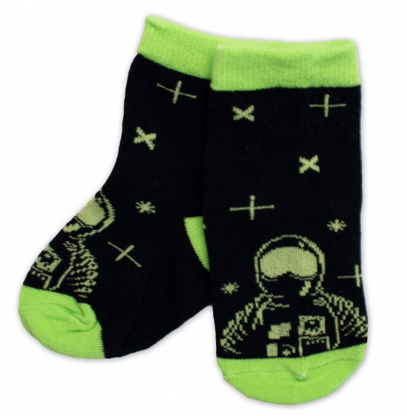 Dětské bavlněné ponožky Kosmonaut - černé Velikost koj. oblečení