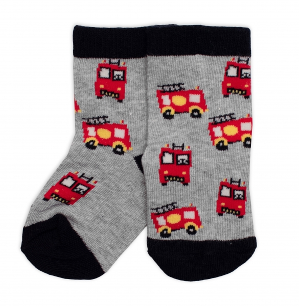 Dětské bavlněné ponožky Hasiči - šedé Velikost koj. oblečení 23-