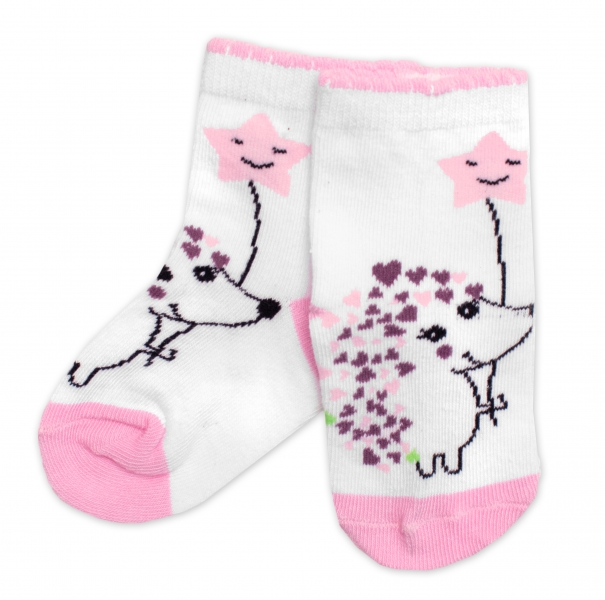 Dětské bavlněné ponožky Ježek - bílé Velikost koj. oblečení 23-2