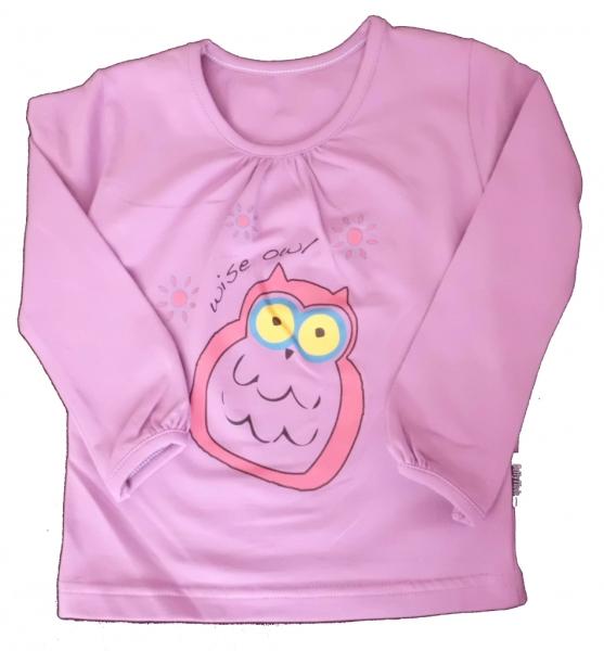 Dívčí tričko s dlouhým rukávem - SOVIČKA fialové - vel.98