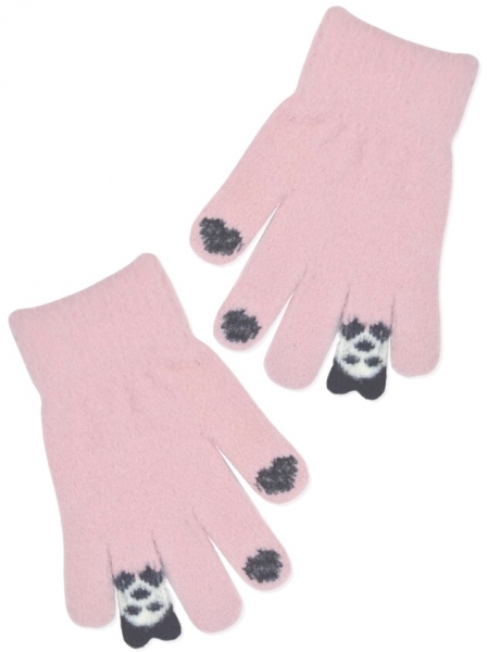 Dívčí zimní prstové rukavice - MÉĎA pudrově růžové - vel.110/116