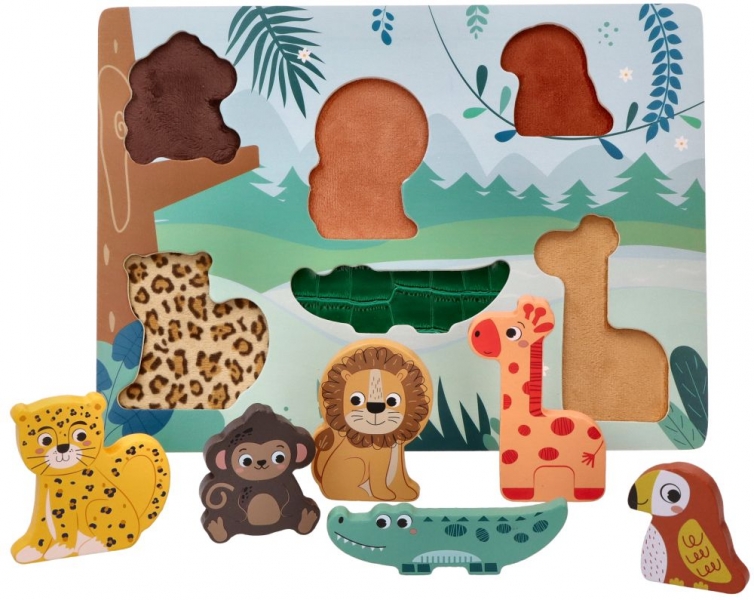 Dřevěné zábavné vkládací puzzle Adam Toys, Safari 3D