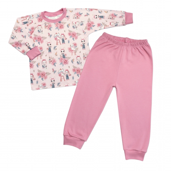 Dětské pyžamo 2D bavlna - RABBIT PAINTER pudrově růžové - vel.92