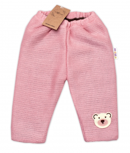 Oteplené pletené kalhoty Teddy Bear, Baby Nellys, dvouvrstvé, rů