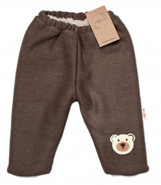 Oteplené pletené kalhoty Teddy Bear, Baby Nellys, dvouvrstvé, hn