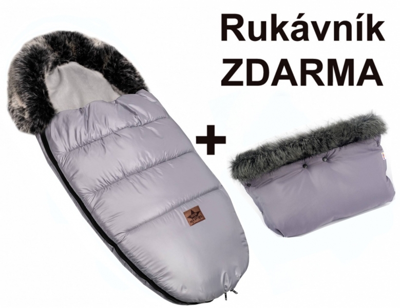 Zimní fusak FLUFFY s kožešinou + rukávník zdarma, Baby Nellys, 5