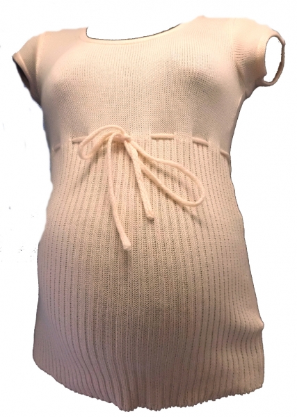 Těhotenská halenka krátký rukáv - PLETENINA světle meruňková 