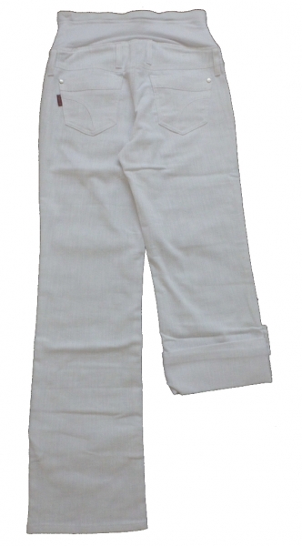 Těhotenské kalhoty 2v1 WINDSTAR - BAVLNA bílé 