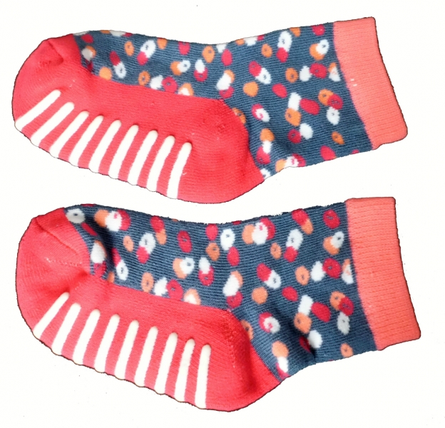 Ponožky/Capáčky dětské bavlna s ABS a froté chodidlem - KVĚTINKY růžové