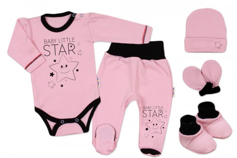 Souprava kojenecká 5-dílná bavlna - BABY LITTLE STAR růžová 