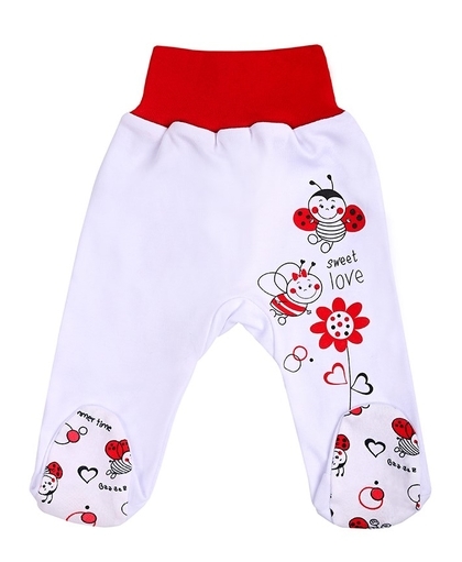 Polodupačky kojenecké bavlna - BERUŠKA bílé s červenou 