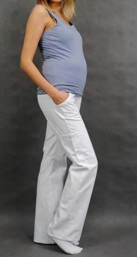 Be MaaMaa Těhotenské kalhoty s boční kapsou - bílá Velikosti těh