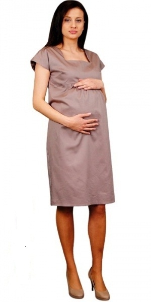 Be MaaMaa Těhotenské šaty ELA - béžová Velikosti těh. moda M (38