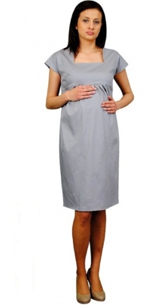 Be MaaMaa Těhotenské šaty ELA - ocelová Velikosti těh. moda XL (