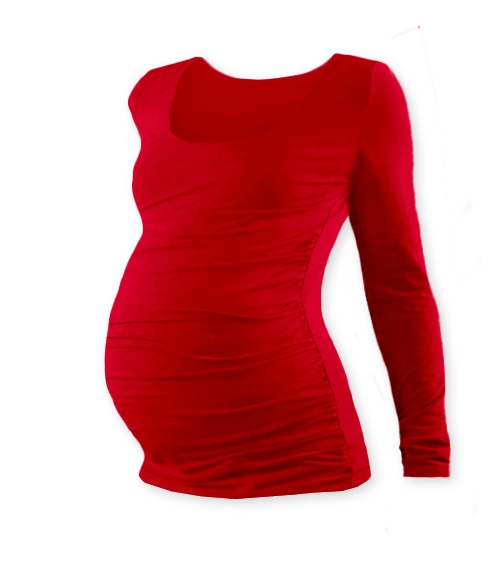JOŽÁNEK Těhotenské triko Johanka s dlouhým rukávem - červená Vel