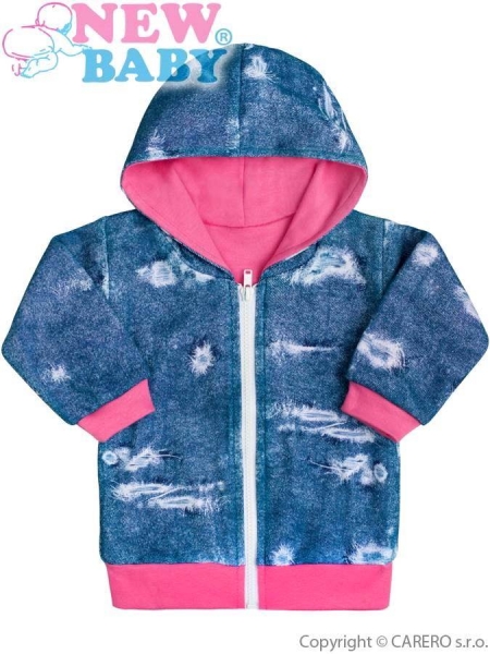 Kojenecký kabátek/Bundička bavlna - LIGHT JEANS modro-růžová 