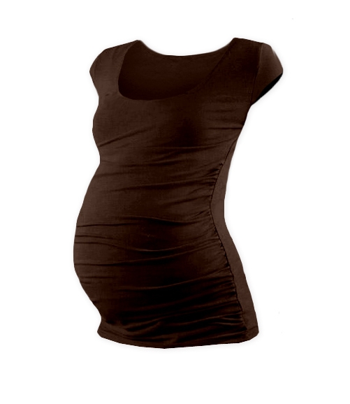 Těhotenské tričko - mini rukáv - JOHANKA - tmavě hnědé