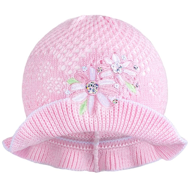 Pletený klobouček New Baby růžovo-bílý Velikost 104 (3-4r)