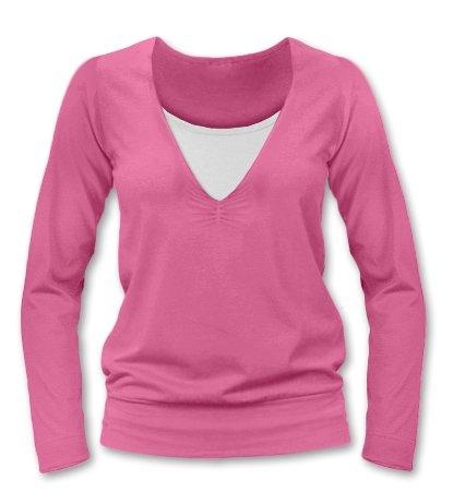 Těhotenské i kojící tričko - dlouhý rukáv - JULIE růžové