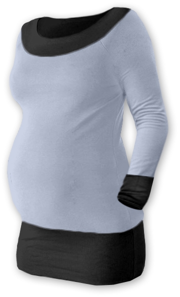 Těhotenské tričko - dlouhý rukáv - DUO šedé s černou