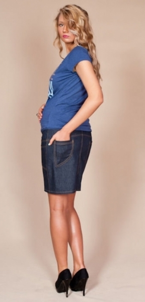 Těhotenská sukně - JEANS S KAPSAMI granátová
