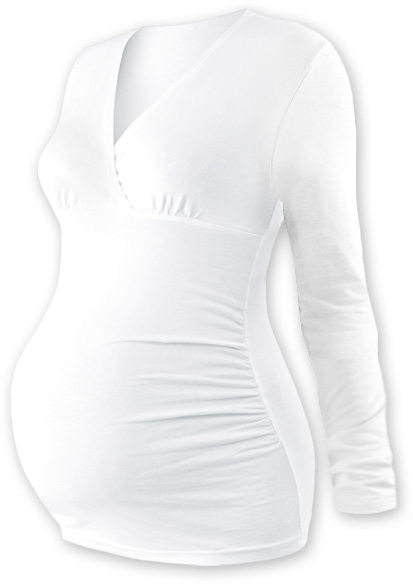 JOŽÁNEK Těhotenské triko/tunika dlouhý rukáv EVA - bílé Velikost