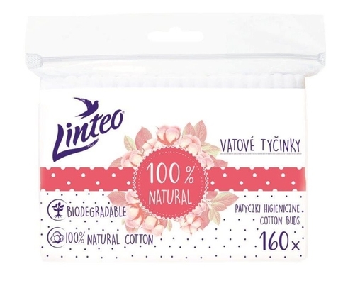 Tyčinky vatové - NATURAL LINTEO - 160ks