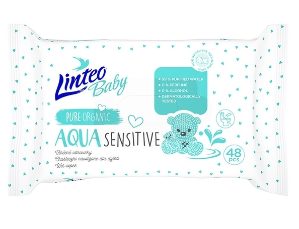 Ubrousky vlhčené - LINTEO BABY - AQUA SENSITIVE - 48ks