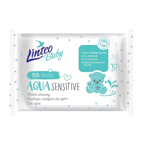 Dětské vlhčené ubrousky Linteo Baby AQUA SENSITIVE 10 ks