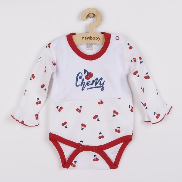 Kojenecké bavlněné body s dlouhým rukávem New Baby Cherry Veliko