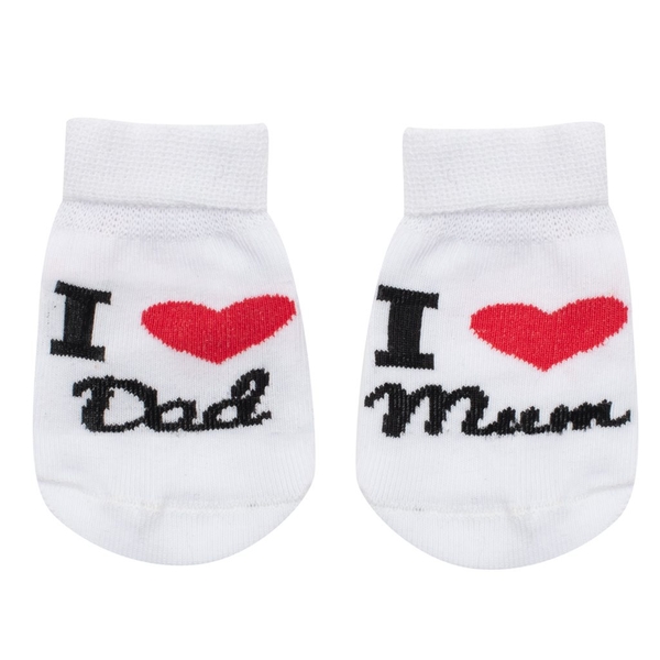 Kojenecké bavlněné ponožky New Baby I Love Mum and Dad bílé Veli