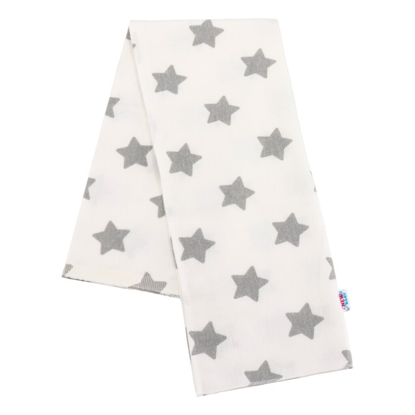 Plena flanelová potisk - STARS hvězdy šedé na bílém     