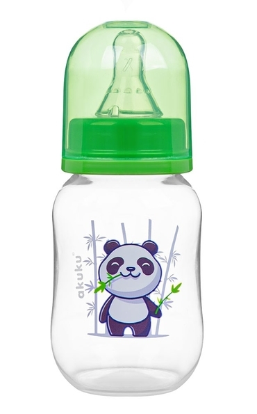 Kojenecká lahev plastová 125ml - PANDA zelená - Akuku