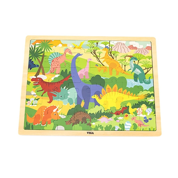 Dřevěné puzzle 48 dílků Viga Dinosauři